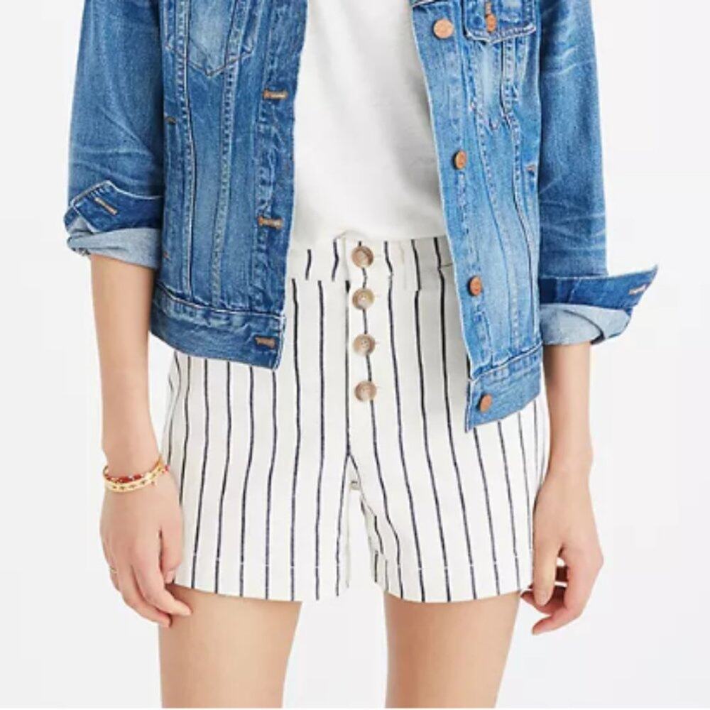 Madewell Emmett Button-Front Shorts in Stripe